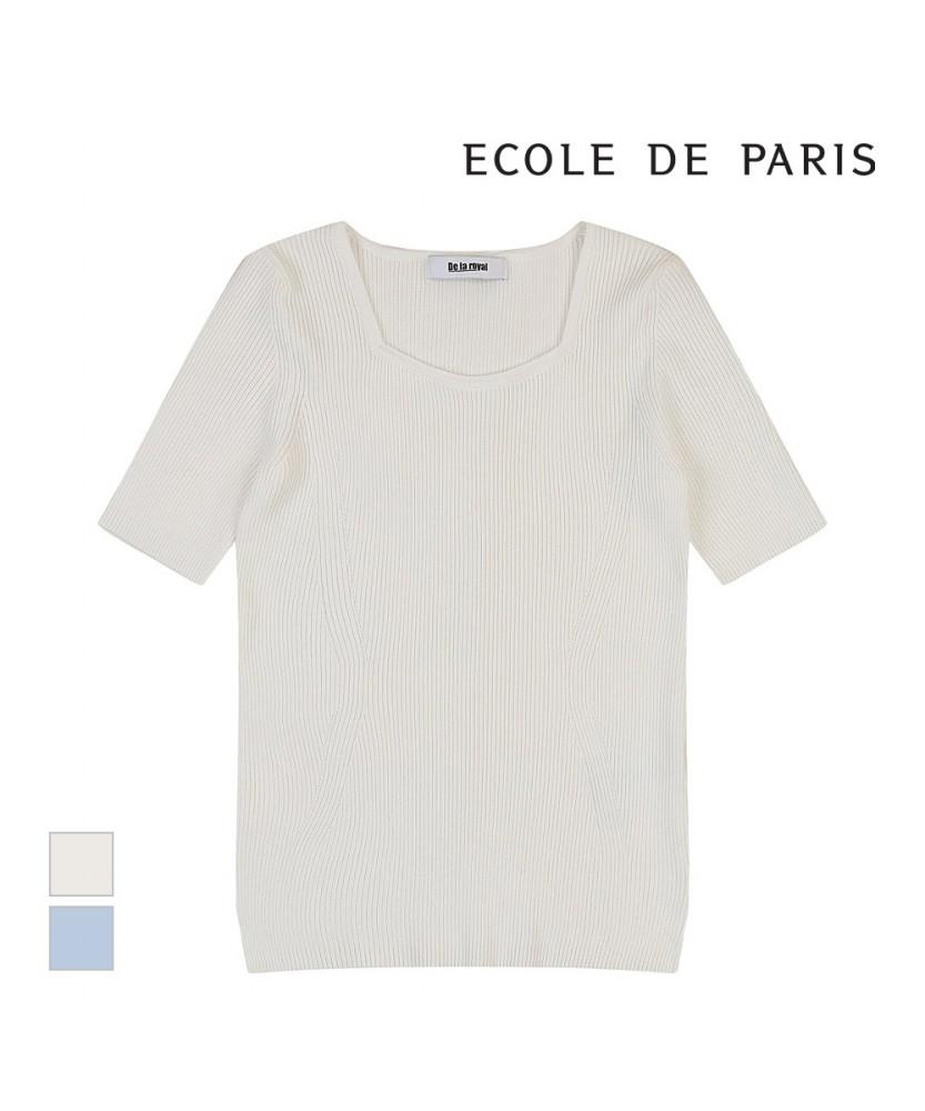 ECOLEDEPARIS Square Neck Short Sleeve Knit_Rb34Kkcp32Z