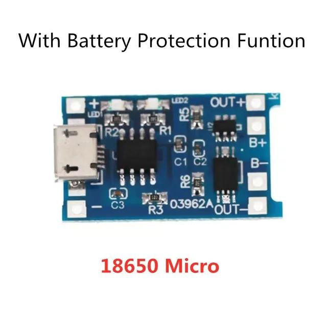 2/5PC Type-c Micro USB 5V 1A 18650 TP4056 Lithium Battery Charger Module Charging Board With Protection Dual Functions 1A