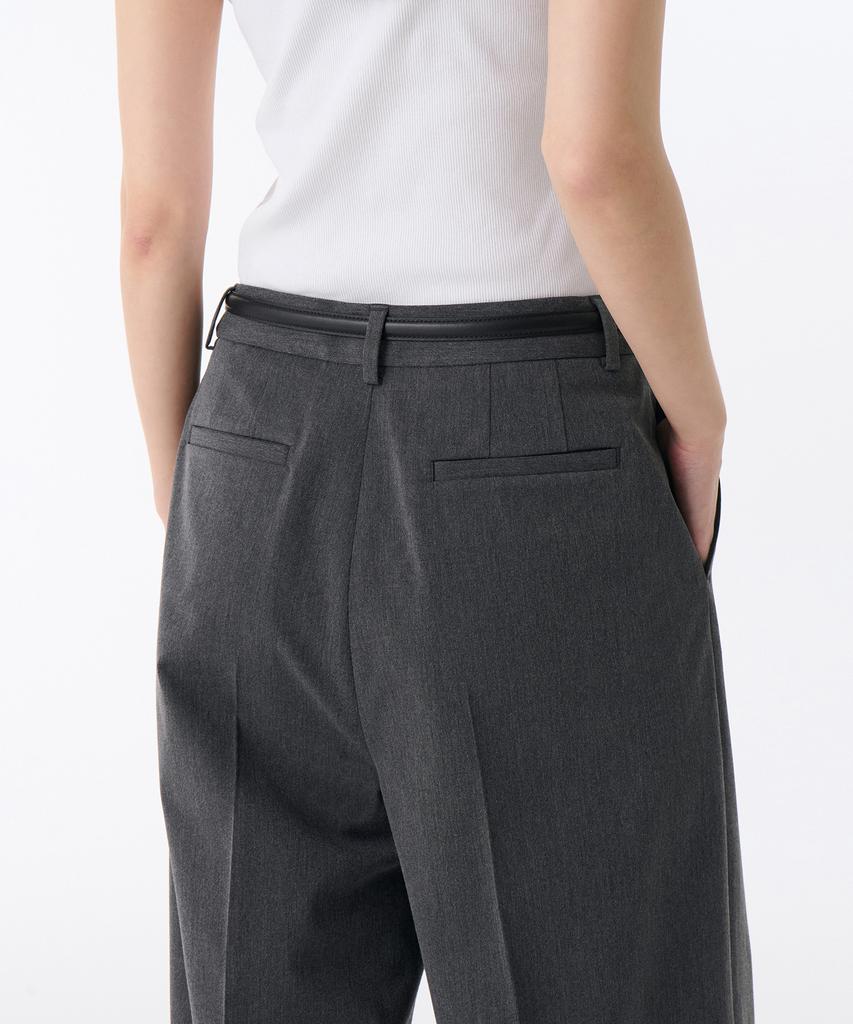 MUSINSA STANDARD WOMAN Women'S Low Waist Deep Tuck Extra Wide Hidden Banding Slacks [Medium Grey]