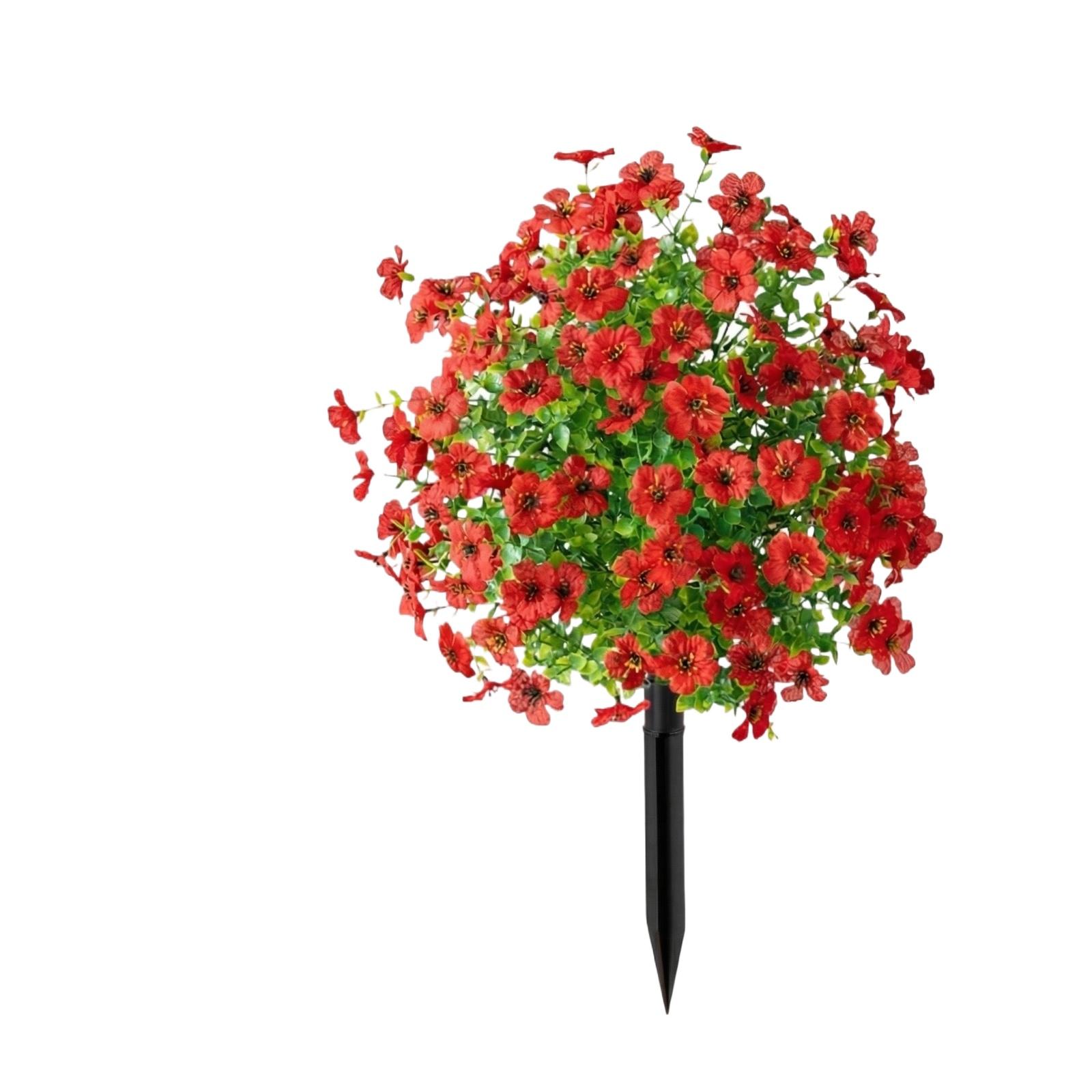 

Artificial Geranium Flower Bush Outdoor UV Resistant Faux Plant with Lifelike Leaves for Garden Yard Patio Home Decor Landscaping One Size