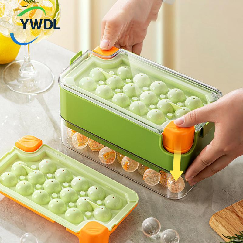 

YWDL Ball Ice Mold Box Plastics Press Type Ice Cube Maker Ice Tray Mold With Storage Box With Lid Bar Kitchen Accessories