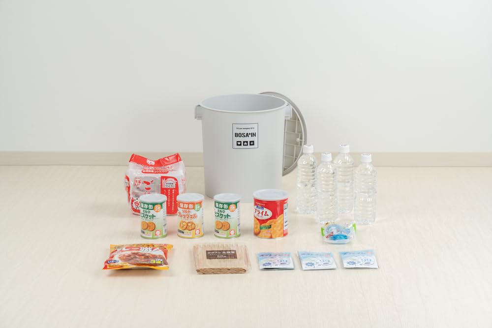 JEJ Astage BOSAIN Sit-On Bucket with Lid, Light Gray, 15L, Made In Japan, Interior Accessories, Toy Storage, Outdoor Use, Emergency Storage, 150kg