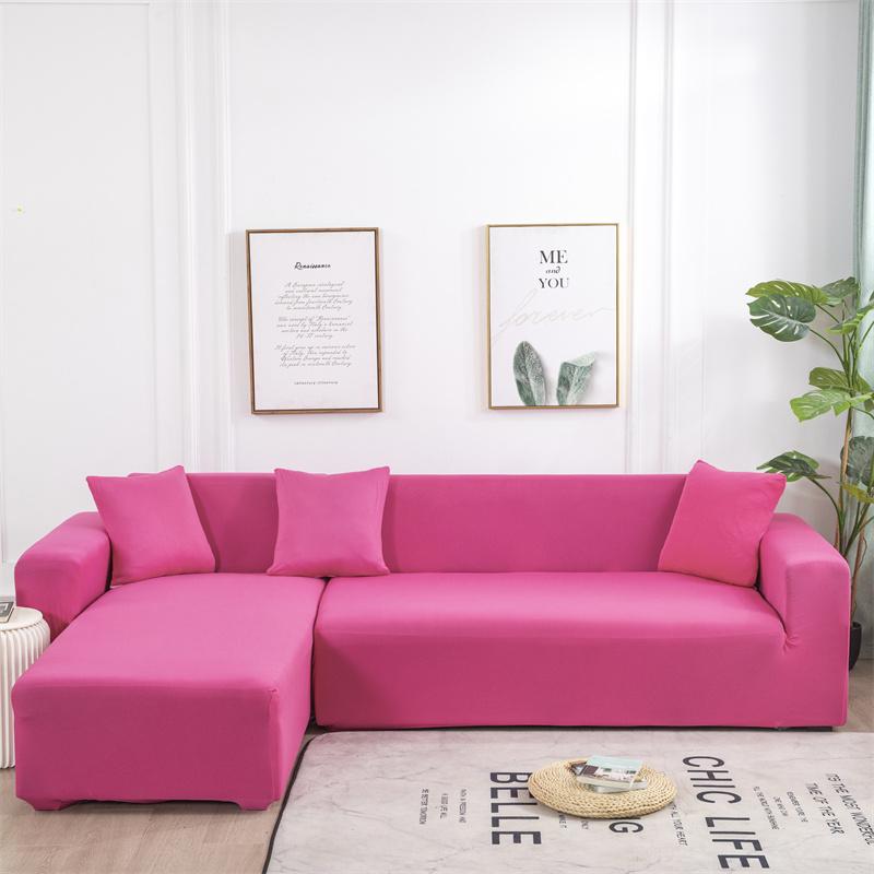 Solid Color Sofa Covers for Living Room Elastic Corner Couch Cover L Shaped Chaise Longue Slipcovers Chair Protector Home Decor