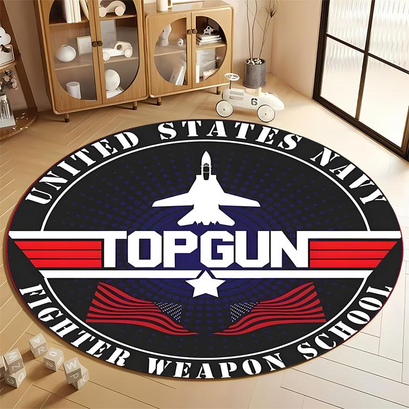 

Top Gun Fighter Jet Themed Round Rug for Offices round carpet for home sofa bedroom, gift Diameter 60cm