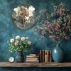 Metal Wall Art Fairy Floral Wreath Retro Couple Painting Aluminum Decor 2D Circular Forest Scene Hanging