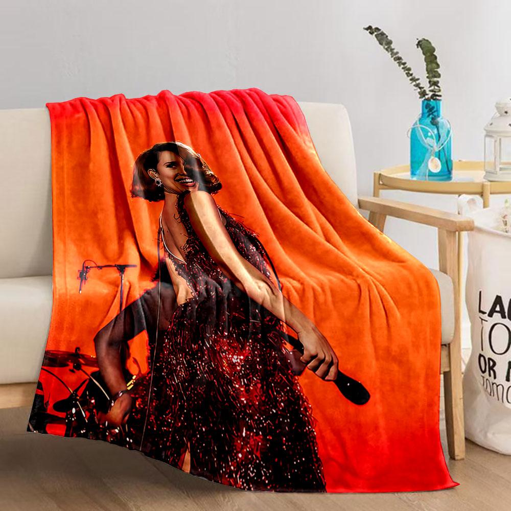Singer On Stage with Red Dress for All Seasons Blanket Lunch Break Throw Gift