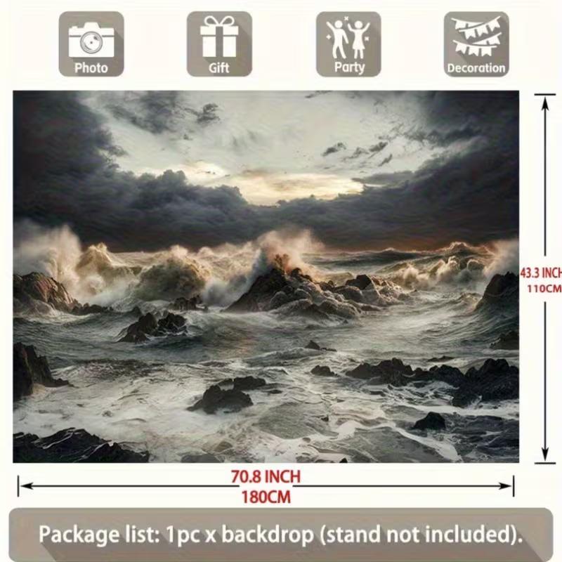 2D Dramatic Sea Storm Backdrop Photography Background Banner