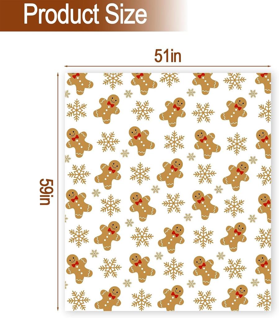 Christmas Gingerbread Throw Blanket: Ultra Soft White Flannel Plush Gingerbread Man Bed Blanket, Lightweight Cozy Christmas