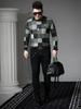 European Station 2025 Autumn/Winter New Round Neck Sweater Men's Plaid Print Knitted Base Shirt Long Sleeve Knitwear