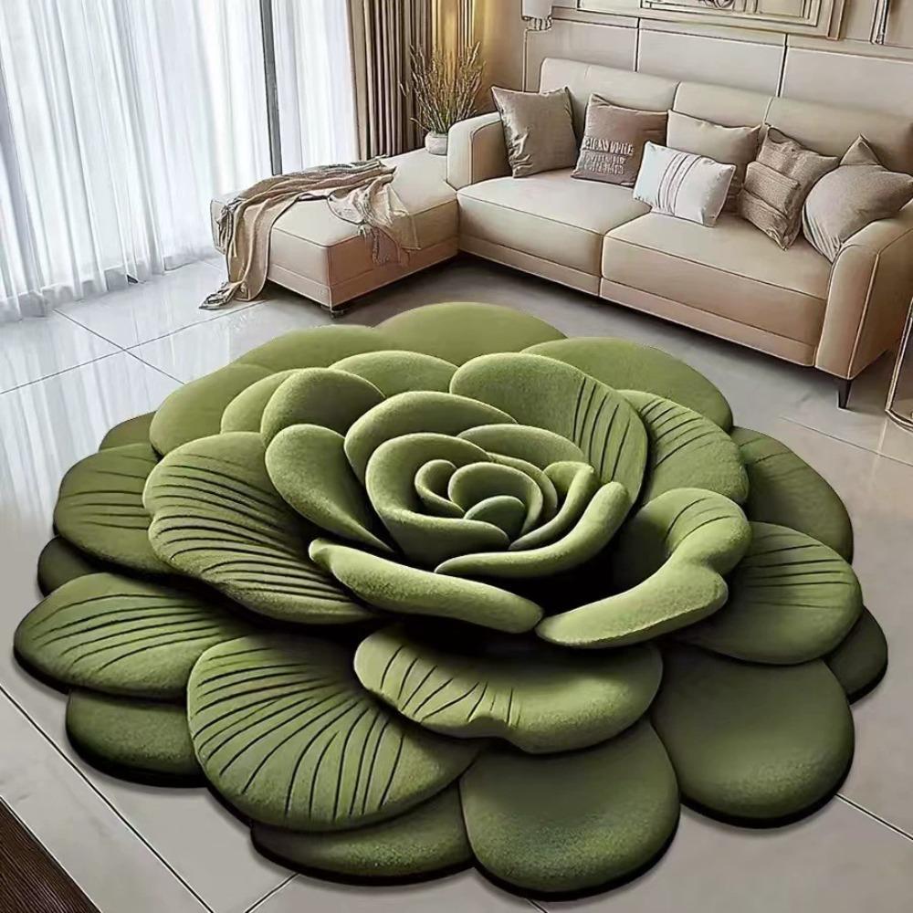 Blumenförmiger Teppich Sonderform Weich Rutschfest Pfingstrose Fußmatte Saugfähig 60x60cm Badezimmer-Fußmatte