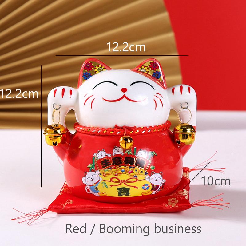 4.8 Inch Ceramic Maneki Neko Fortune Cat Coin Bank Money Box Lucky Cat Decoration Ornament Desktop Centerpiece Kitten Figure