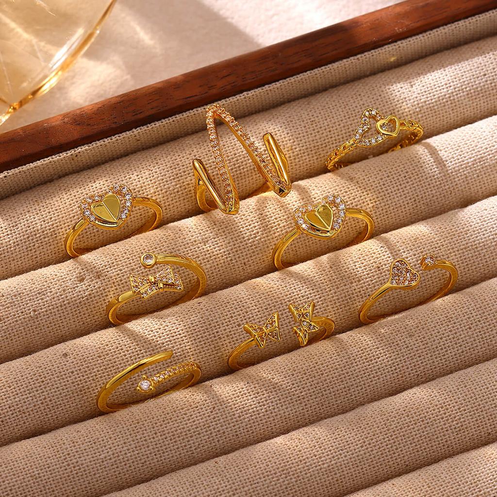 Vintage Gold Color 2026 Rings For Women Symmetric Geometry Anillos Cute Heart Butterfly Bow Ring Punk Jewelry Gifts Waterproof