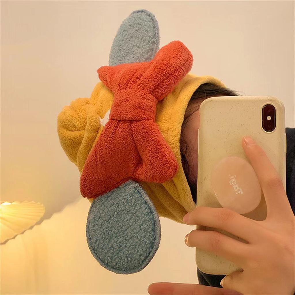 Wind Cute Bow Dry Hair Cap Female Absorbent Quick Drying Shower Cap Bag Head Dry Hair Towel Shampoo Hair Towel I