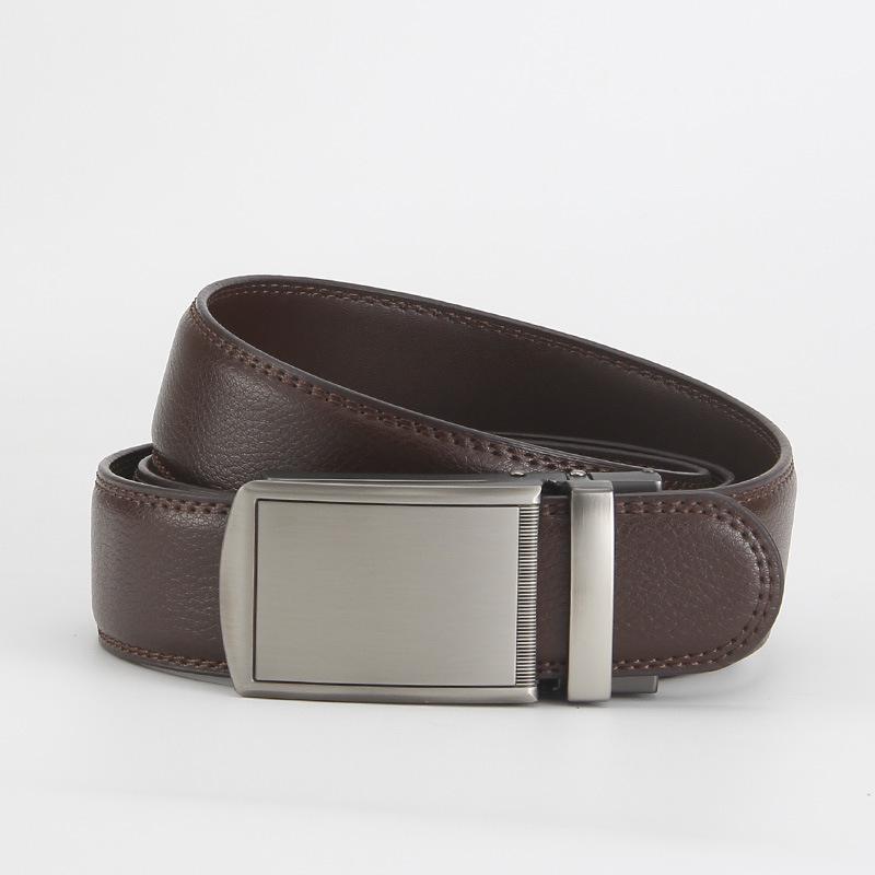 Men's Casual Anti-Pull 3.5 Automatic Buckle Two-Layer Cowhide Belt