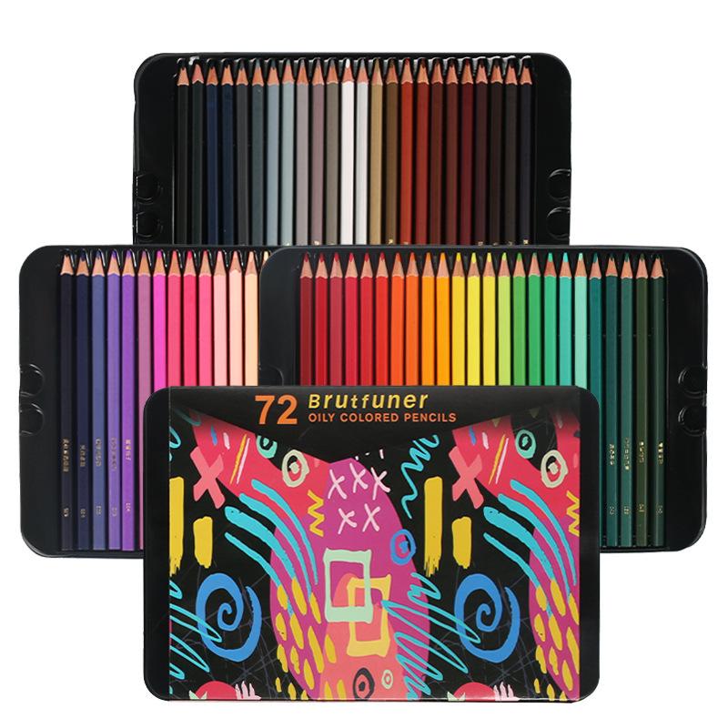 Ben Fan er Oil-Based & Square Rod Colored Pencils Set - 120, 72, and 180 Colors Colored Pencil Tin Box
