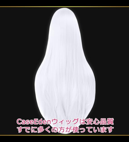 CaseEden Cosplay Wig, Premium, Smooth, Straight, Long, 80cm, Pure White, WIG6166