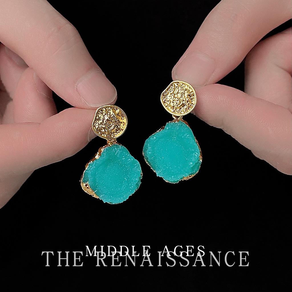 Серьги-гвоздики Mint Mambo Green с геометрическим узором, винтажные серьги-гвоздики, серьги из молоткового металла.