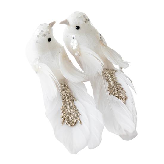 Yousheng 1 Pair Christmas Ornament Imitation Foam Feather Bead Design Christmas Tree Decoration Festive Atmosphere DIY Gift