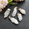 Yasa Jewelry Gold-Plated Natural White Crystal Irregular Pendant Sweater Chain