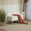 Upholstered Storage Bench, Velvet-Look Fabric Cover, Wooden Legs, for Living Room, Bedroom, Hallway, 80 x 35 x 42 cm, White