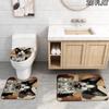 Cute Cat 3D Pattern 3Pcs Bathroom Rug Set, Non Slip Absorbent Bath Mat, Contour Mat & Toilet Lid Cover, Bathroom Decor
