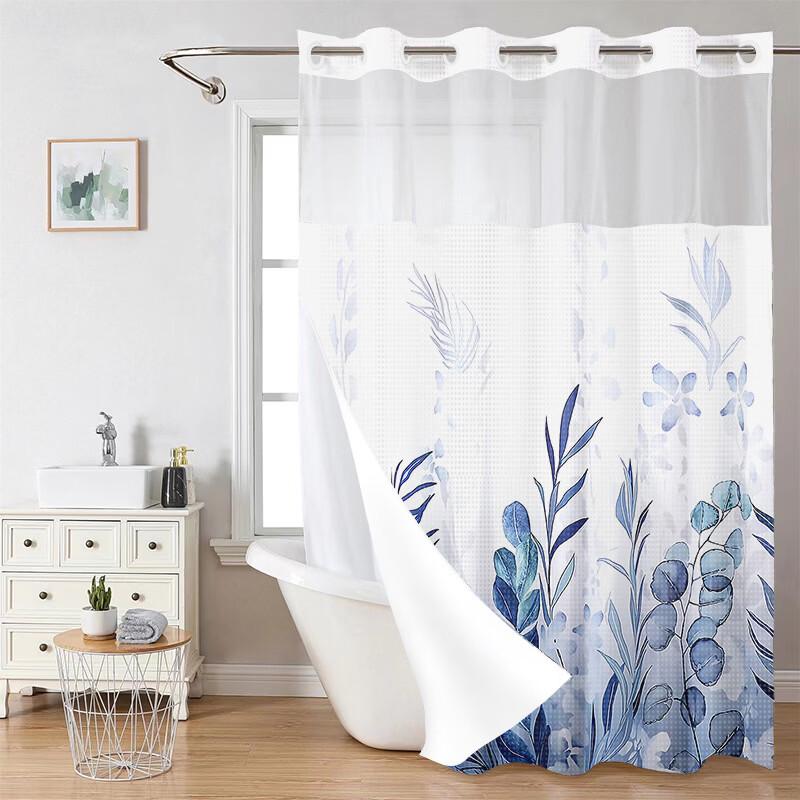Hàndùn Botanical Floral Double-Layer Polyester Shower Curtain