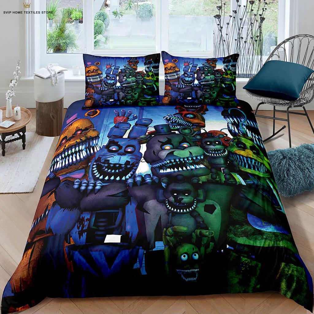 Dark Game Cartoon Print Quilt Cover Dormitory Children's Room Bedding Set Quilt Cover Pillowcase 100% Polyester 3 Pieces