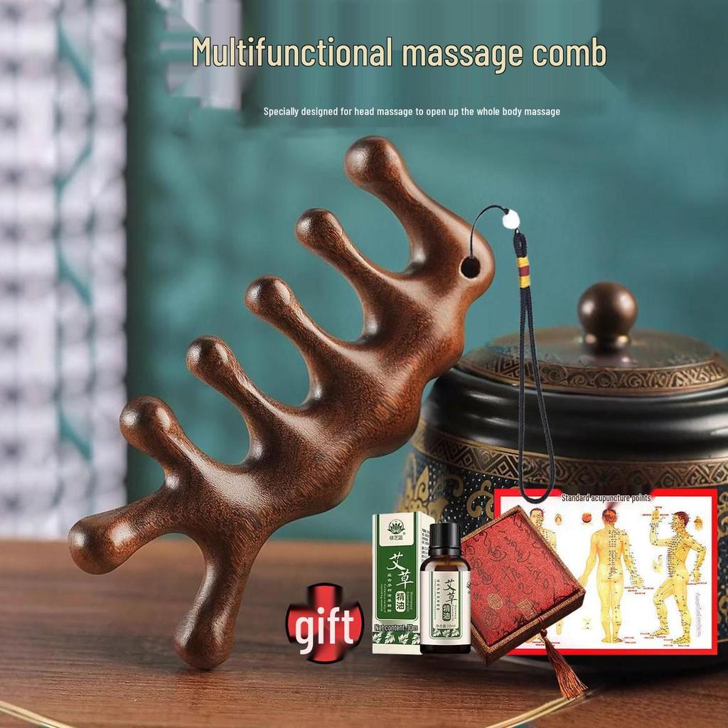 Genuine Sandalwood Cervical Lymphatic Massager & Hair Grow Comb