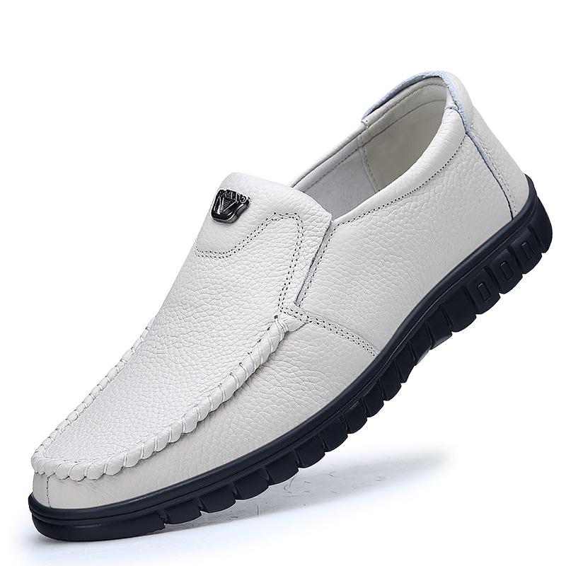Men's Breathable Cowhide Slip-on Loafers – Perforated Casual Driving Moccasins Sandals