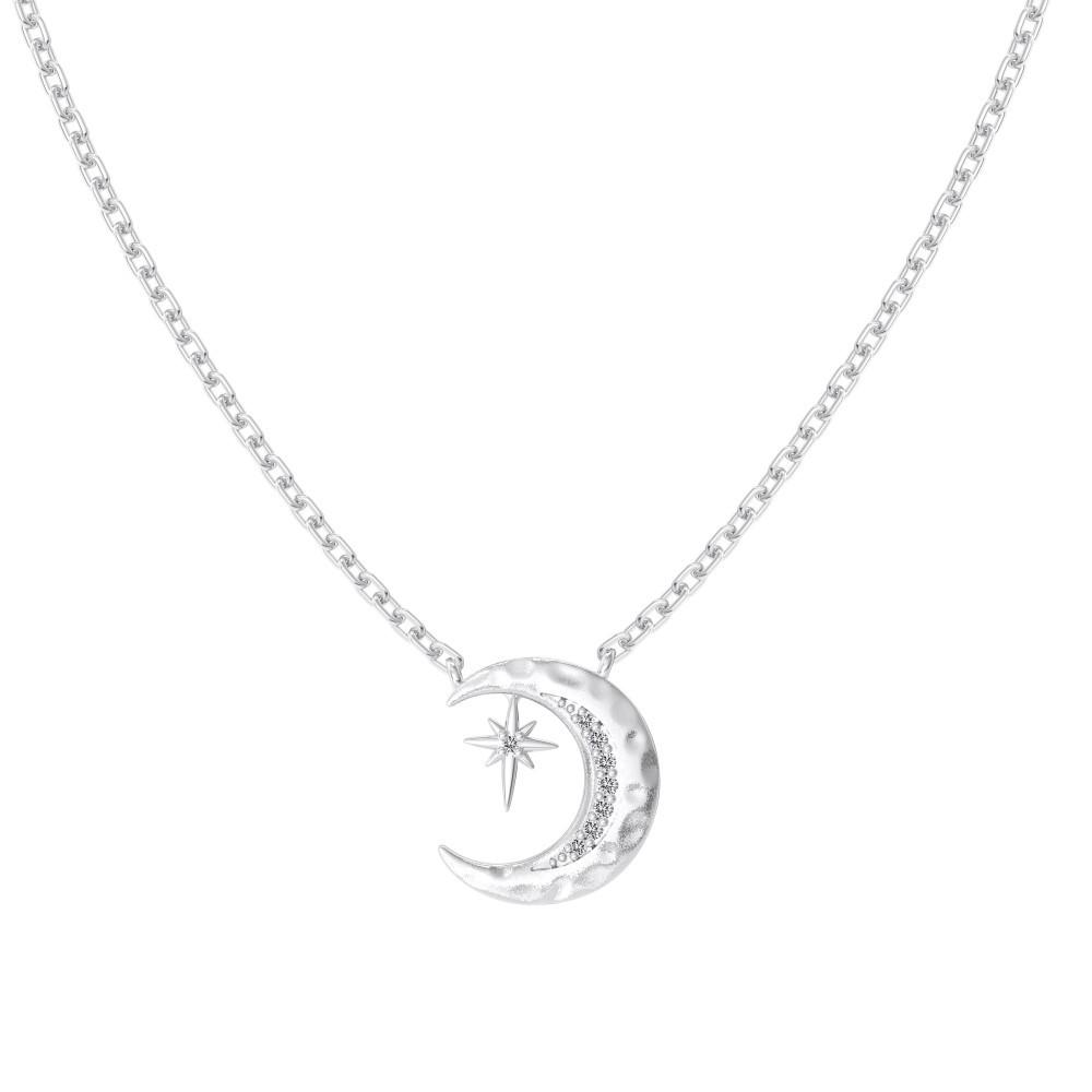 

Xiaohongshu S925 Sterling Silver Moon Pendant Necklace – Simple & Exquisite Women s Clavicle Chain, Christmas Style. S925 Silver