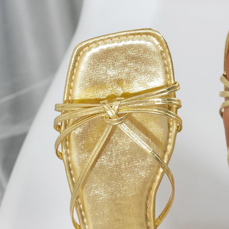 Fashion Women's Fashion Flat Sandals Summer New Square Head Open Toe Soft Sole Anti-slip Wear-resistant Slippers