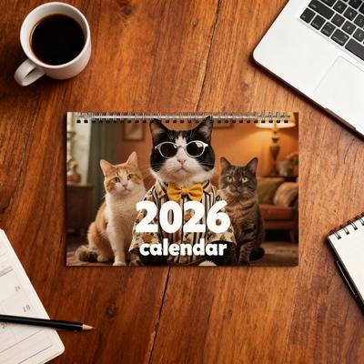 2026 Cat Wall Calendar JAN 2026 - DEC 2026 Funny Cat Calendar 12 Monthly Planner with Hanging Hole for Cat And Kitten Lovers