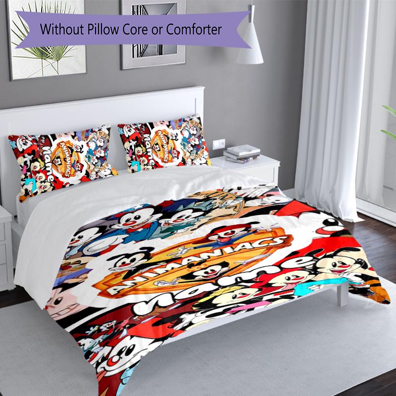 3pcs Custom Name Animaniacs Set,Includes 1 Duvet Cover and 2 Pillowcases,All-season Bedroom Decor