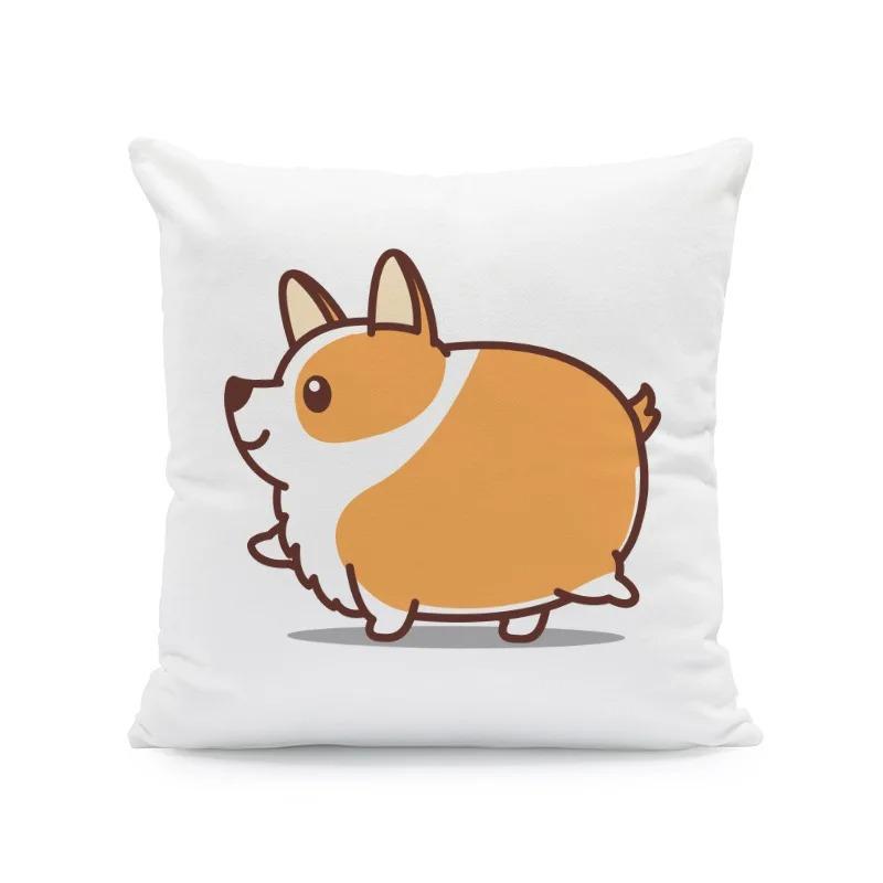 Fun Corgi Cartoon Pillowcase Car Ornaments Office Living Room Sofa Home Pillowcase