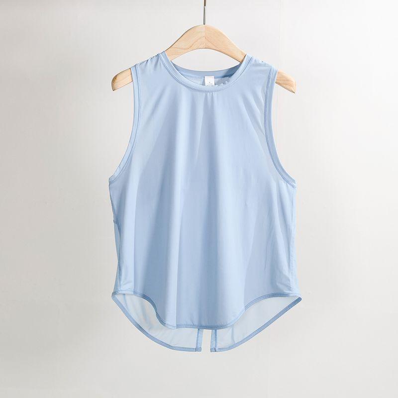 

Одежда для йоги Верхняя одежда Накидка Свободные топы Быстросохнущая Дышащая Тонкая Фитнес Бег Упражнения Жилет Повседневная Уличная Женская Blue S