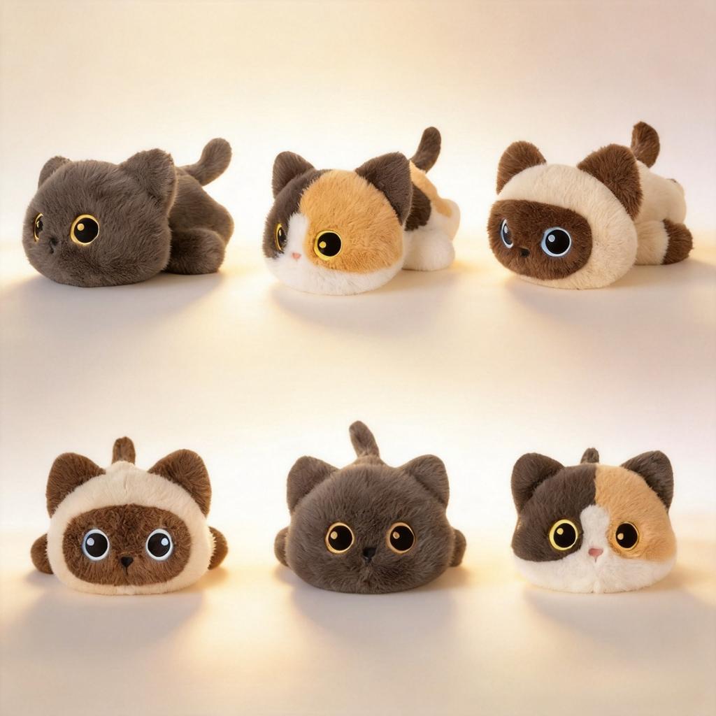 Süßes Flauschiges Katzen Plüschtier Weiches Kuscheltier Kätzchen Plüschtier Kuschelige Katze Puppe für Kinder Erwachsene Weihnachten Geburtstag Geschenk Heimdekoration
