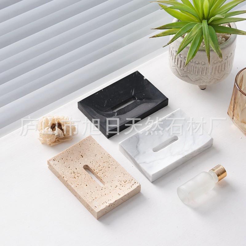 Marble Soap Dish Drainage Tray Bathroom Kitchen Minimalist Stone Holder Handmade Rest