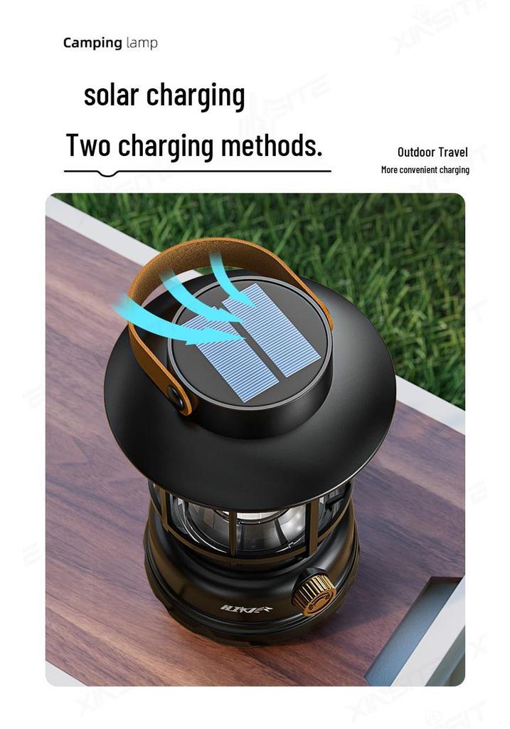 Solar-Powered Long-Lasting Camping Kerosene Lantern for Outdoor Ambient Light and Tent Lighting