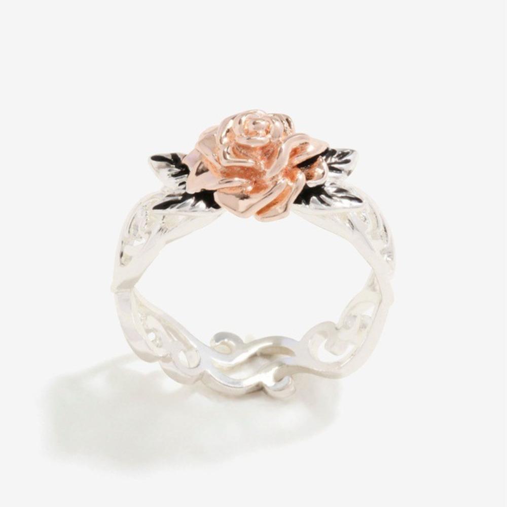 WOSIKATE   CopperWith 14K Rose Gold Plated Flower Ring For Women Fashion Jewellery Vintage Separate Colours Ring