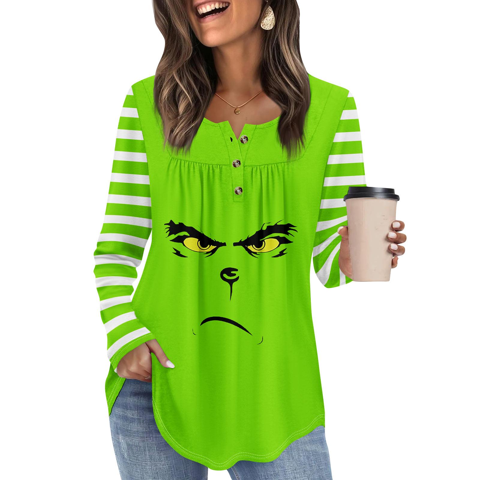 

Женская туника с длинным рукавом, свободные топы, повседневные топы оверсайз, плиссированная туника, застегивающаяся на пуговицы, повседневные женские топы с принтом XL