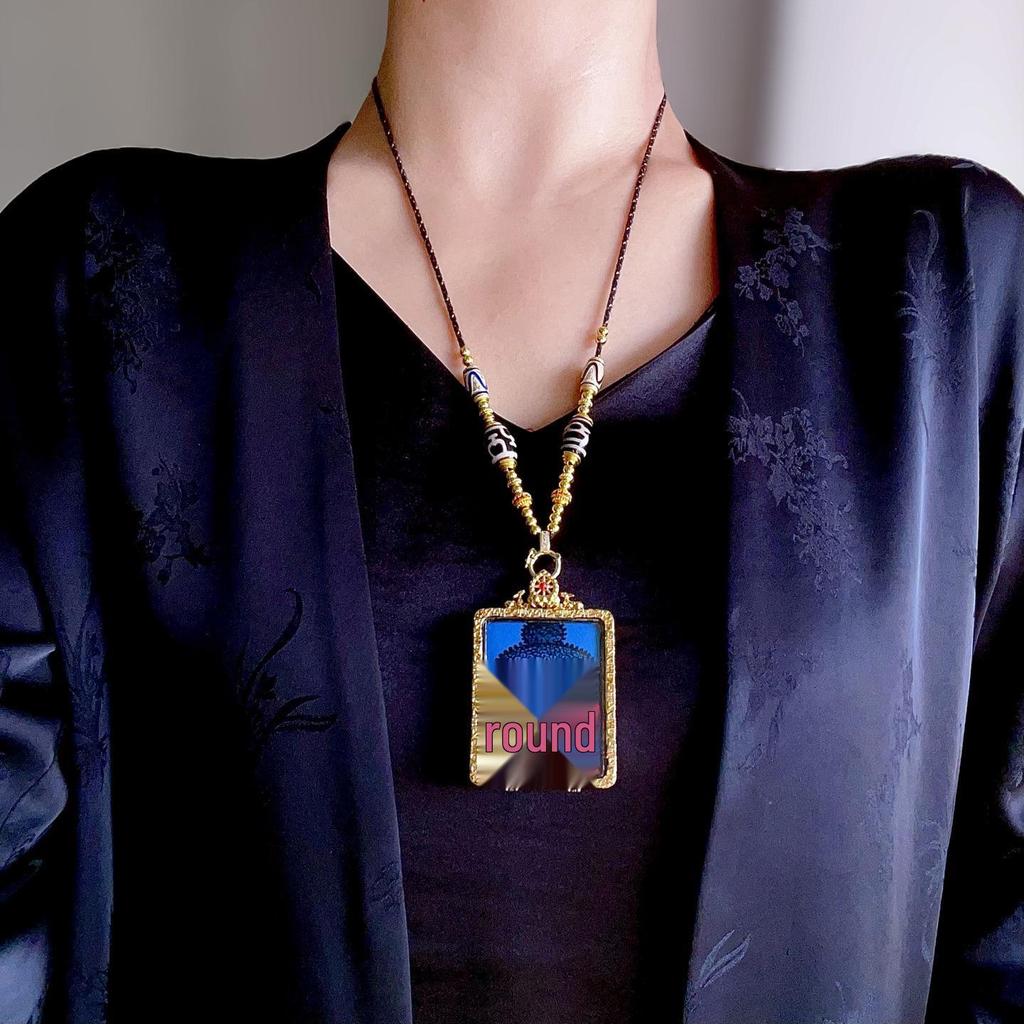 3D Hand-Painted Yellow Jambhala Thangka Zhakiram Gau Box Necklace