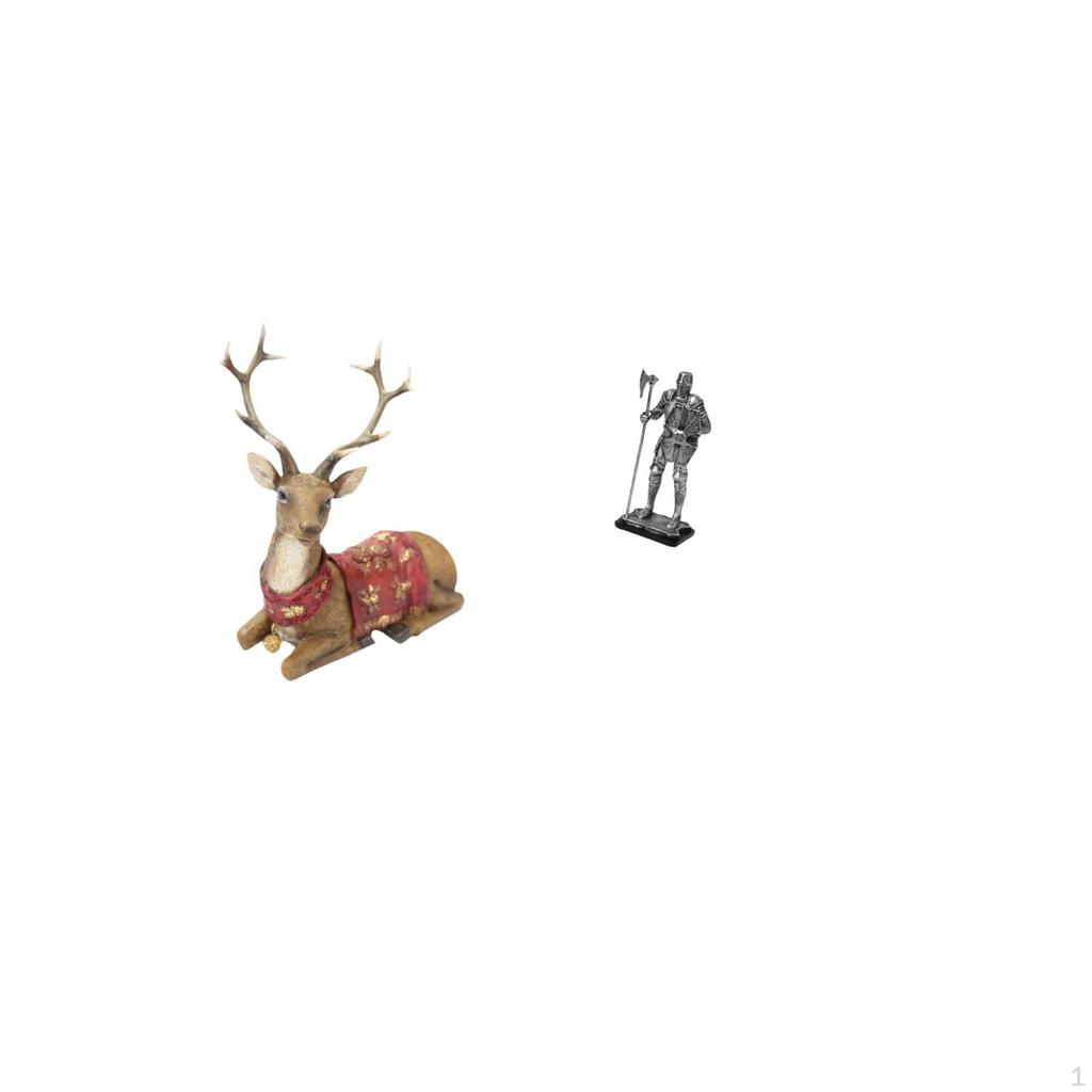 Reindeer Knight Statue Elk Sculpture Tabletop Ornament Deer Figurine Decorative Figure for Living
