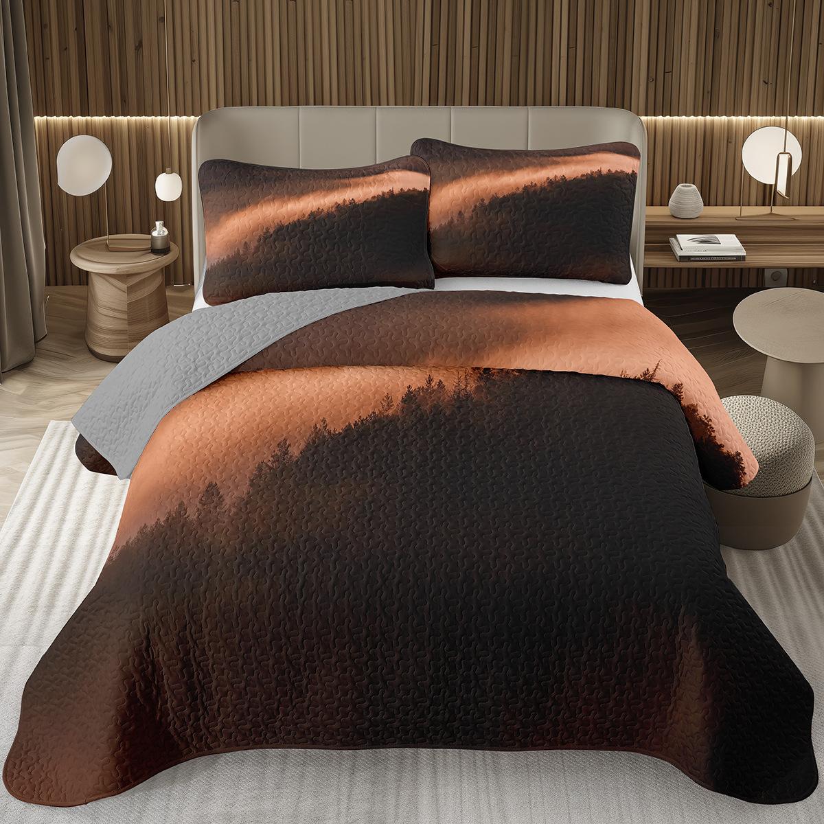 

Forest Bedspread Queen/Twin, Nature Scenery Quilt Set, Soft Lightweight Botanical Tree Coverlet, Rustic Farmhouse Bedding Set US Queen 228x228cm