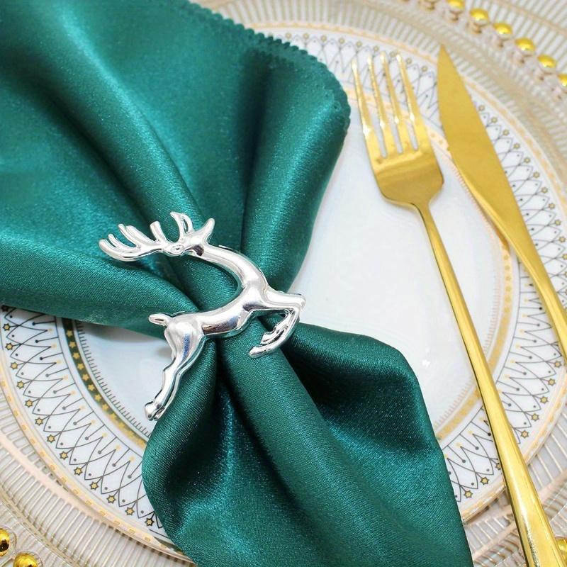 4Pcs Deer Napkin Rings Christmas Napkin Ring Holders Reindeer Napkin Buckle for Holiday Table Decoration