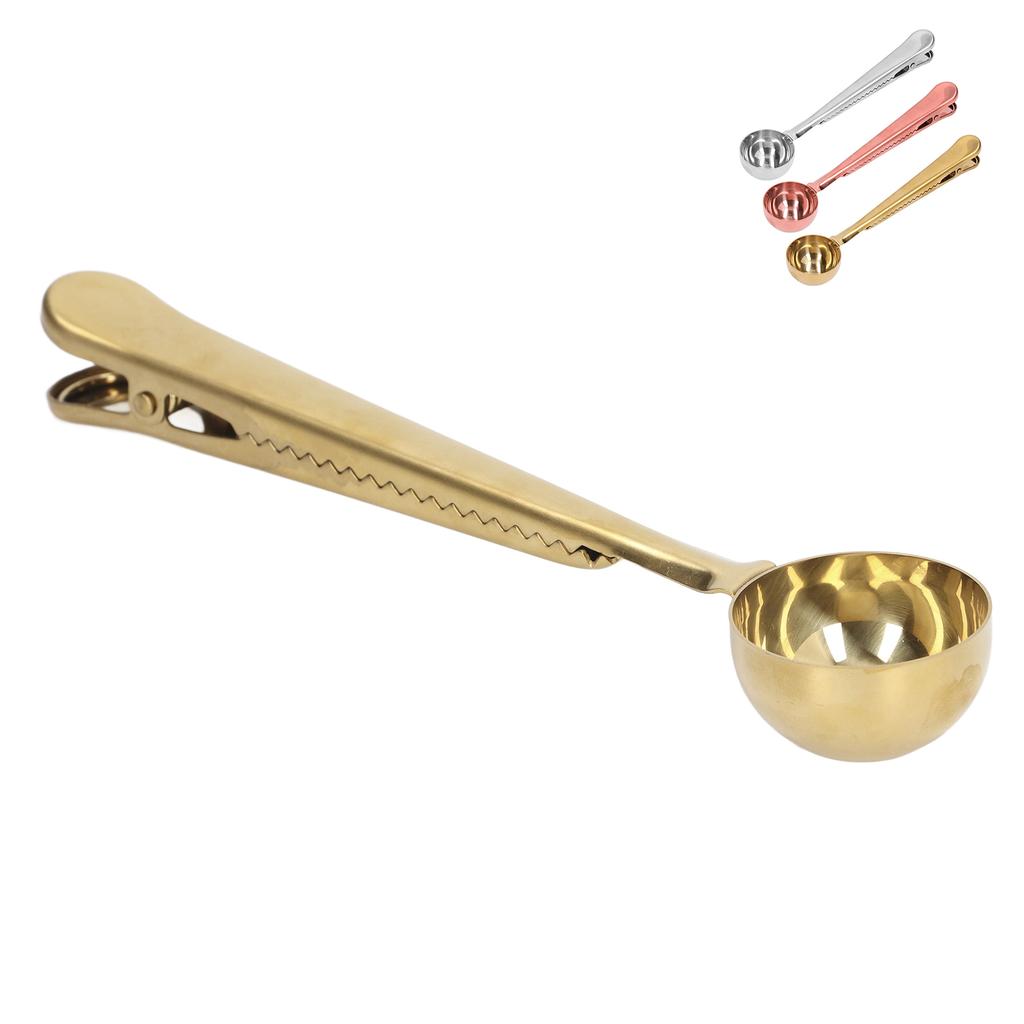 Coffee Spoon Sealing Clip 2 in 1 Stainless Steel Tight Sealing Deepen Design Convenient Practical Co