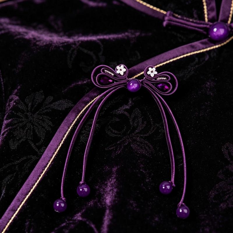 Ornamental Textile Cordwork for Traditional Dressmaking, Chinese Style Fabric Trim with Long Drape Detail for Apparel Use