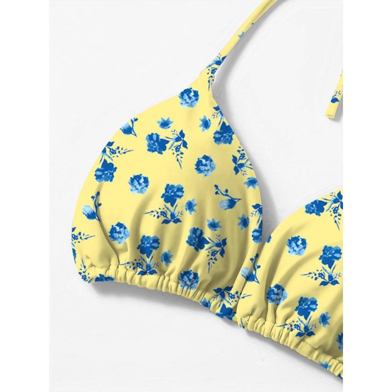 New Style Printed Fresh and Stylish Tie-Neck Sexy and Fashionable Women's Two-Piece Bikini Swimsuit