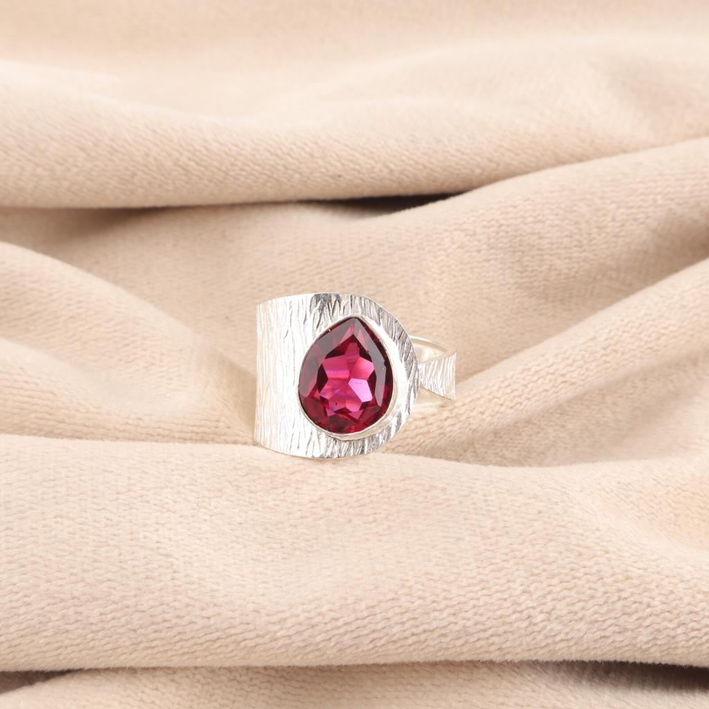 Pink Rubellite Gemstone 925 Sterling Silver Jewelry Handmade Designer Ring Gift RR-63-1