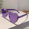Fashion Brand Crystal Shiny Shades Women Stylish Heart Decor Trends Sunglasses Oversize Candy Color Beach Sun Glasses