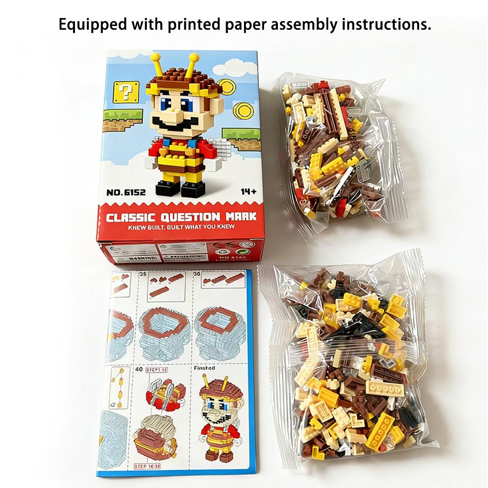 Anime Construction Block Models! 4 Styles Of Block Figures Small Particles & Easy Assembly Educational For Kids Ideal Present